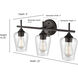 Ashford 3 Light 22 inch Rubbed Bronze Vanity Light Wall Light